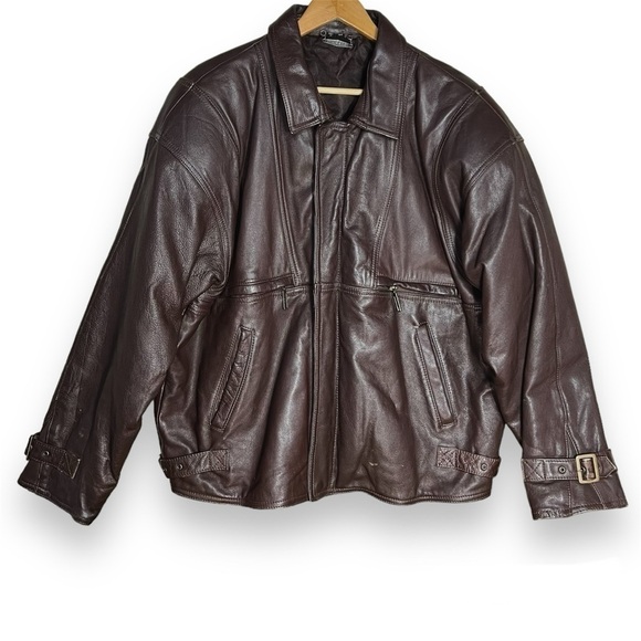 Fidelity Mens 44 Brown Leather Motorcycle Biker Cafe Jacket Vintage - Picture 1 of 14